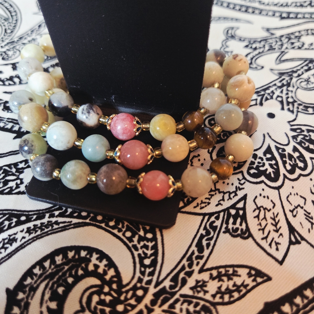 Multicolor Light Colored Glass Beaded Bracelet Set Of 3